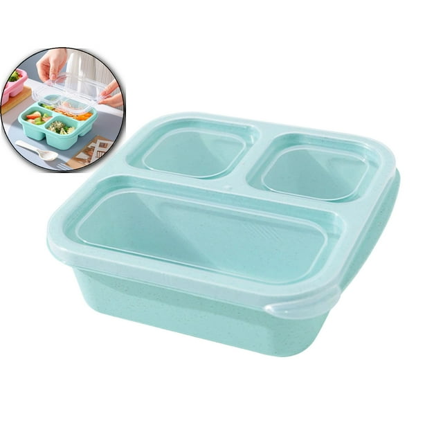 Dvruxg Bento Box, 3 Compartments Meal Prep Containers Reusable Lunch Containers, Food Storage Containers with Lids, Stackable Snack Boxes for Work and Travel