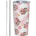 thumbnail image 2 of Pink Circles And Leopard Print Tumbler Travel Coffee Mug With Flip Lid 20 Oz Insulated Tumbler Cup Gift For Father Mother Friend Birthday, 2 of 6