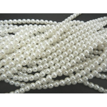 4mm Round Faux Pearl Beads - UnCommon Artistry Glass Pearl Beads 200pcs 4mm - White