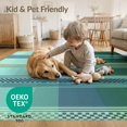 thumbnail image 4 of ODIKA 3'x5' Washable Throw Rug Lime Arrangement Striped Displaying Crosshatch Styling Farmhouse for Entryway, Kitchen, Mudroom, Stain Resistant, Low Profile, Non-Slip, 4 of 7