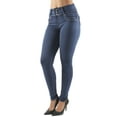 thumbnail image 2 of Fashion2Love Women's Juniors Colombian Design Butt Lift Push Up Mid Waist Skinny Jeans, 2 of 8