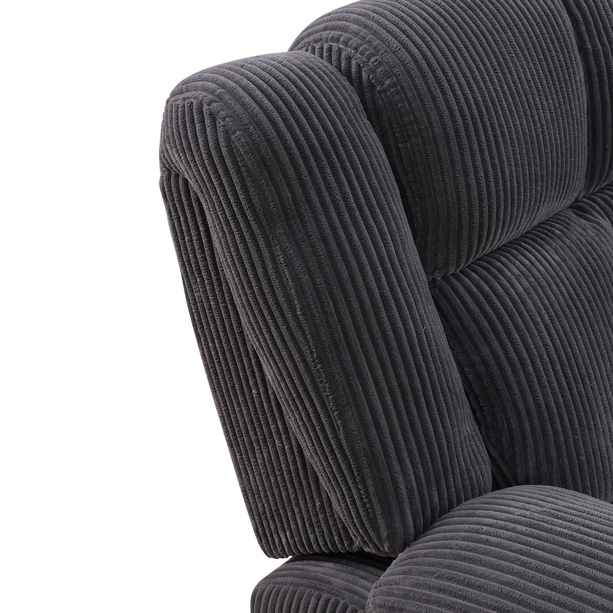 MAYEERTY Recliner Chair, Corduroy Fabric Reclining Chair with Adjustable Backrest for Living Room, Dark Gray