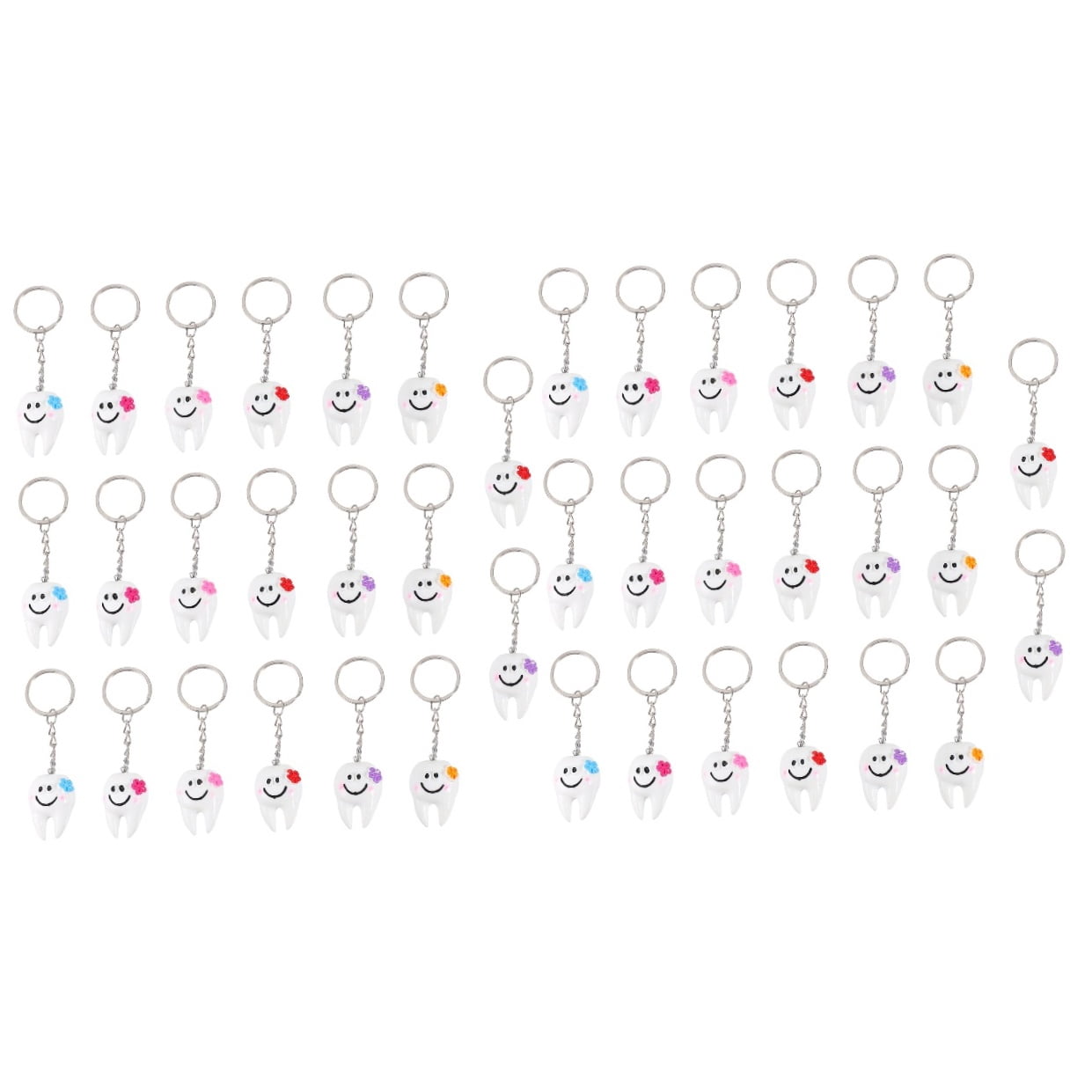 Masteelf 40 pcs Creative Keychain Pendants Tooth Shaped Bag Hanging Pendants Key Rings (Assorted Color)
