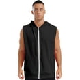 thumbnail image 2 of Raenseen Mens Fashion Sleeveless Athletic Hoodies Sport Sweatshirt Solid Color Pullover Gym Tank Top Black XXL, 2 of 8