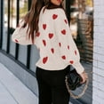 thumbnail image 5 of CALAFEBILA Crew Neck Womens Sweaters Knitted Heart Print Valentine's Day Jumper Tops Winter Long Sleeve Casual Warm Tops, 5 of 5