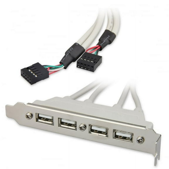 Chenyang CY PCI-E 4 Ports USB 2.0 Female Screw to Motherboard 9pin Header Cable with Bracket Cable