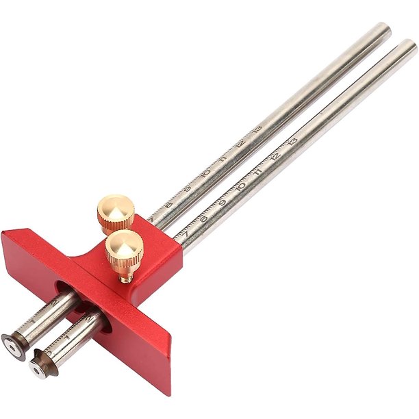 Medidor de marcado de madera, regla de trazado de carpintería de acero inoxidable, herramienta de trazado de madera de doble cabezal para carpintero