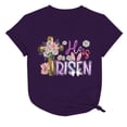 thumbnail image 3 of Uooqdmx Graphic Tees Women, Oversized Shirts for Women, Cotton Shirts for Women, He is Risen Flower Shirt T Shirt Egg Graphic Tee Top, Easter Gifts, Purple XL, 3 of 3