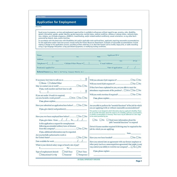 ComplyRight North Carolina Job Application Pack of 50 (A2179NC)