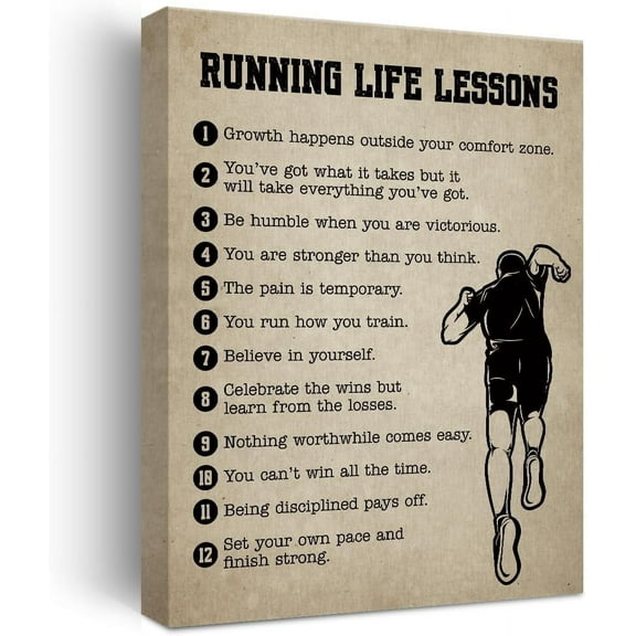 Running Gifts Inspirational Wall Decor Canvas Wall Art Artwork Runner Framed Art Paintings Running Posters for Marathon Runner Athletes Living Room Sports Club Playroom Bedroom Gym Decor