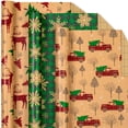 thumbnail image 1 of Papel de regalo Yarcony Kraft para Navidad, 17 x 305 cm, 3 rollos, 1 of 7