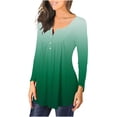 thumbnail image 3 of Camiseta informal para mujer, blusa estampada de manga larga con cuello redondo y fruncido Fridja  fjkfkj2170, 3 of 6