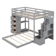 thumbnail image 6 of Harper & Bright Designs Twin Over Full Separable Bunk Beds with Storage Stairs, Wood L-Shape Bunk Bed Frame with 4 Drawers and Shelves for Bedroom, Gray, 6 of 14