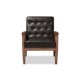thumbnail image 1 of Sillón de madera tapizado de cuero sintético marrón Baxton Studio BBT8013-Brown Chair, 1 of 2