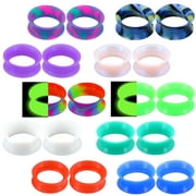 OUFER 20PCS Soft Silicone Ear Gauges 00g Marble Pearlized Flesh Tunnels Plugs Stretchers Expander Double Flared Flesh Tunnels Ear Piercing Jewelry