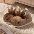 thumbnail image 2 of Women's Fluffy Rabbit Slippers With Floral Ears Plush Bunny Bedroom House Shoes Adult Cotton Cute Indoor Winter Non Slip Animal Slippers, 2 of 6