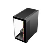 DIYPC ARGB-N6-BK Black Dual USB3.0/ 1 xType C Tempered Glass ATX Gaming Computer Case w/ Dual Tempered Glass Panel and 4 x ARGB PWM Fans (Pre-Installed). Support BTF Back Plug MB