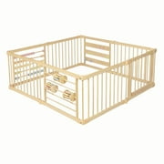 Wooden Playpen Extra Large for toddlers and babies - (8/10) Wood Playpen panels - Foldable playpen - Adjustable baby playpen - Wooden foldable baby playpen - Extra large baby playpen, Baby play gate.
