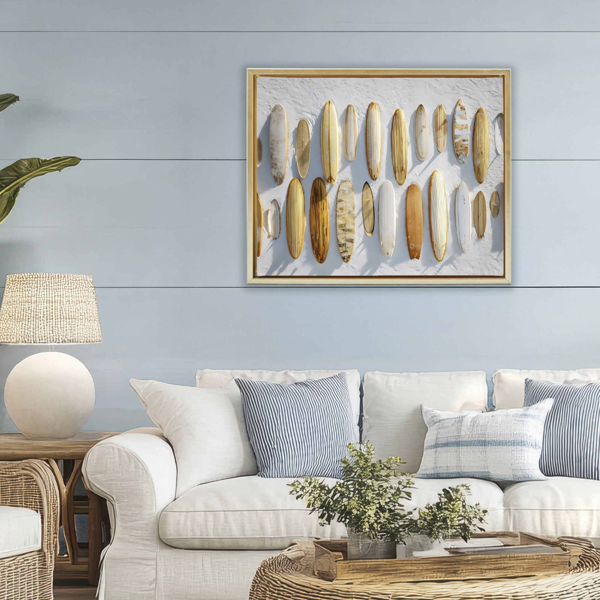 Stupell Industries Vintage Surfboard Collection Gold Framed Floater Canvas Wall Art, design by Franklyn Gregory