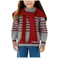thumbnail image 1 of Blusas y camisas de cuello redondo y manga larga para niñas y niños Otoño e Invierno Suéter de punto de manga larga con diadema a rayas y chal Top de poliéster para niños, 1 of 6