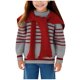 thumbnail image 1 of Blusas y camisas de cuello redondo y manga larga para niñas y niños Otoño e Invierno Suéter de punto de manga larga con diadema a rayas y chal Top de poliéster para niños, 1 of 6