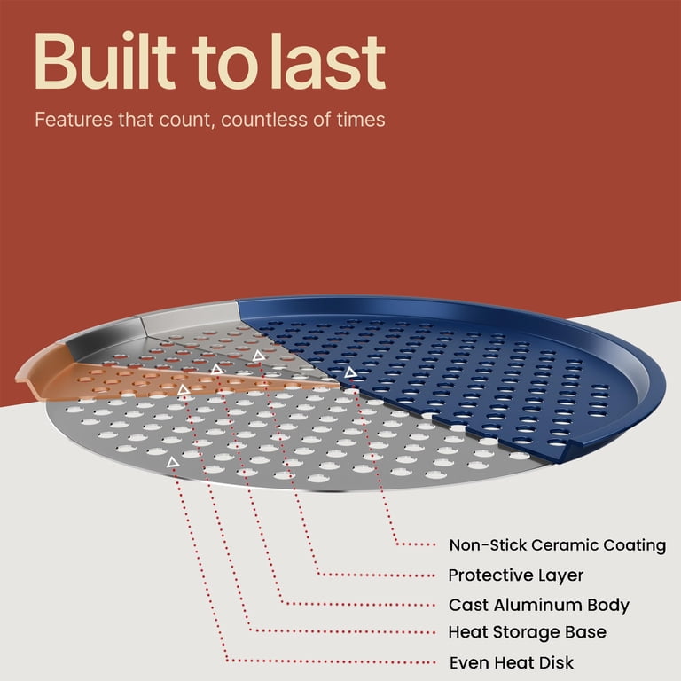 Bakken Round Perforated Pizza Baking Pan, Blue, 13 Inch photo 8