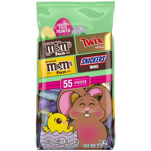 M&M's, Snickers & Twix Milk Chocolate Easter Candy Variety Pack - 55 Ct Bulk Bag