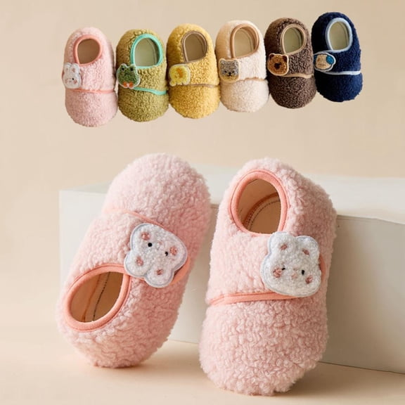 Bxsruta Infant Toddler Soft Sole Walking Shoes for Boys Girls Winter Warm Non Slip Crib Shoes with Animal Motifs Hook and Loop Closure Newborn Baby Floor Shoes 8 Months 6 Years