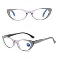 thumbnail image 2 of Purple Cat Eye Blue Light Blocking Reading Glasses for Women Fashion Diamond Presbyopic Glasses Ladies Spring Hinges HD Readers +3.50, 2 of 5