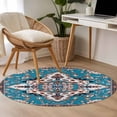thumbnail image 4 of Round Rugs 4Ft, Colorful Boho Round Area Rug Washable Indoor Throw Carpet, Southwest Traditional Flowers Aesthetic Soft Non Slip Circle Rug for Kitchen Nursery Room Home Decor Aesthetic, 4 of 8