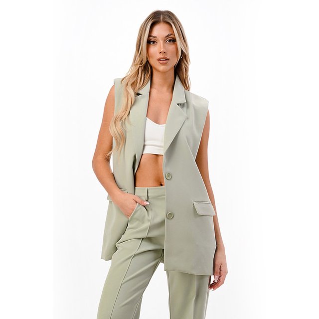 Chaleco cruzado con solapa AMAD Casual para mujer Talla L