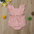 thumbnail image 3 of Nouveau-né Bébé Fille Volant Couleur Unie Robe Romper Combinaison Tenue, 3 of 4