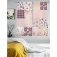 thumbnail image 3 of Boho Spring Floral Sheer Curtains 72 Inch Length 2 Panels Set Window Treatments, Vintage Flowers Patchwork Plaid Pink Rod Pocket Semi Curtains for Living Room/Bedroom/Kitchen Décor, 104"W x 72"L, 3 of 7