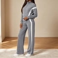 thumbnail image 5 of Wenini Women's 2 Piece Tracksuit Set Long Sleeve Zip up Short Top with Wide Leg Pants Color Blocking Sportswear Outfit, 5 of 7