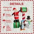 thumbnail image 3 of Fraser Hill Farm 6 ft Tall Welcome Mailbox with Santa, Snowman, and Penguin, Outdoor Blow-Up Christmas Inflatable with Lights and Storage Bag, FHFSASNPGN061-L, 3 of 7