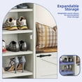 thumbnail image 6 of ModFusion L-Shaped Shoe Cabinet with Flip-Top Bench, Old White & Black Walnut, 6 of 10