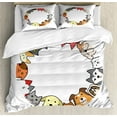 thumbnail image 1 of Cat Lover Duvet Cover Set Queen Size, Friendly Cats and Dogs Circle Together Happy Faces Illustration Cartoon Style, Decorative 3 Piece Bedding Set with 2 Pillow Shams, Multicolor, by Ambesonne, 1 of 3