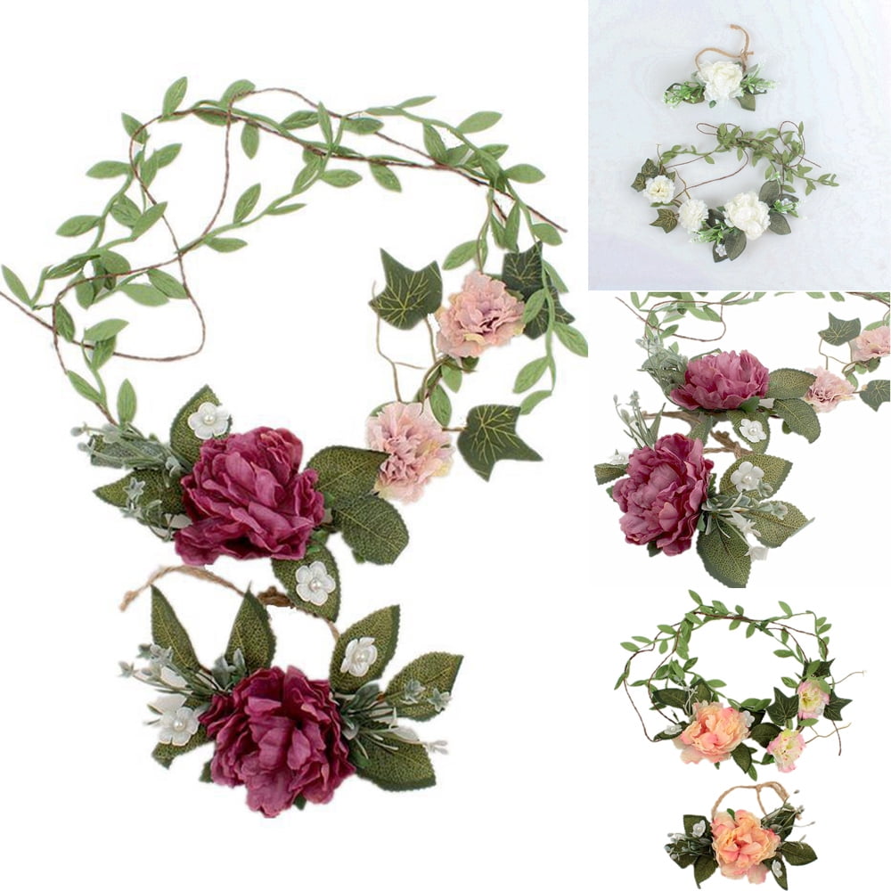 2Pcs//Set Kids Girls Imitation Flower Garland Headband Bracelet Party Decor
