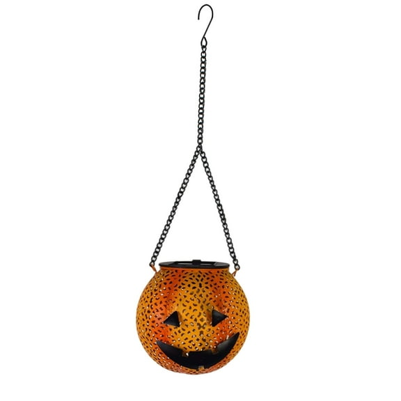 HHBEAUTY Metal Halloween Hanging Solar Lantern Outdoor Pumpkin Lanterns Portable Hanging Lights Decoration for LED Waterproof Solar Lantern Pumpkin for Backyard Garden Porch Tree Decor