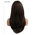 thumbnail image 3 of wigs human hair Dark Brown High Temperature Silk Eight Figure Bangs Long Straight Hair Wig lace front wigs, Brown, 3 of 8