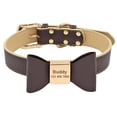thumbnail image 2 of Beirui Cute Bow Tie Dog Collar Personalized Soft Leather Pet Puppy Collars Custom Engraved Name Adjustable XS-XL, 2 of 5