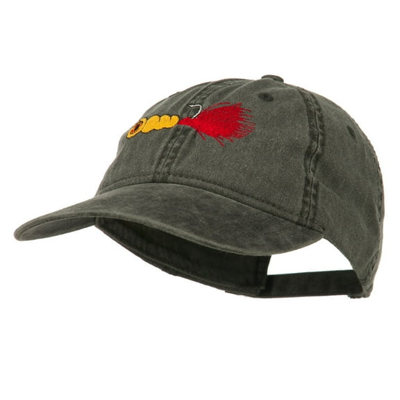 Fishing Jig Embroidered Washed Cotton Cap - Black OSFM