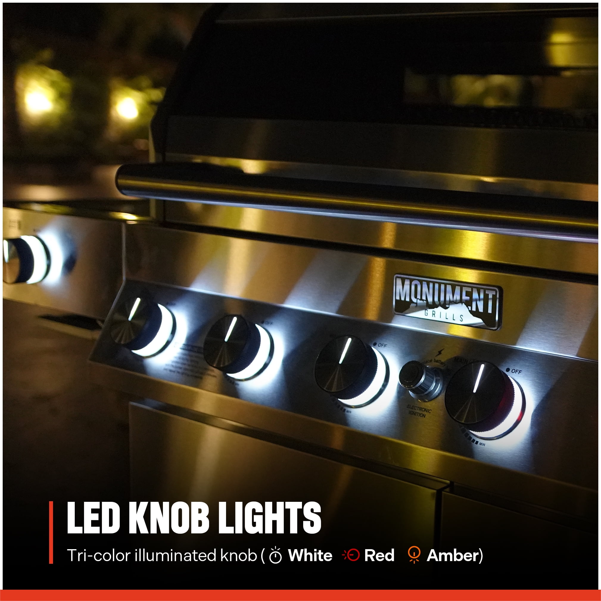 Monument Grills Denali Series 6-Burner Black Dual Fuel Cabinet Grill with Clearview Lid and LED Knobs