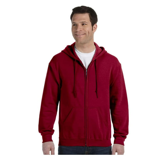 Gildan Men's Satin Label 1x1 Rib Zipper Pouch Pocket Hoodie, Style G18600