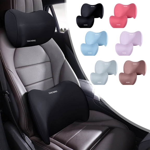 RFUGUG Headrest and Lumbar Support Set - Memory Foam Cushion for Office Chair and Car Seat - Provides Back and Neck Relief - Ideal for Posture Correction and Comfort during Work or Travel
