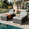 thumbnail image 3 of Garvee 78" Outdoor PE Wicker Chaise Lounge Chairs Set of 2, Adjustable Reclining Pool Lounge Chairs with Cushions & Foldable Tabletop, Brown Rattan Patio Sun Loungers for Garden, Backyard, Beach,Grey, 3 of 7