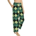 thumbnail image 2 of Xecao Green Squares Women's Straight Lounge Pajama Pants: The Epitome of Relaxed Sleepwear, 2 of 9