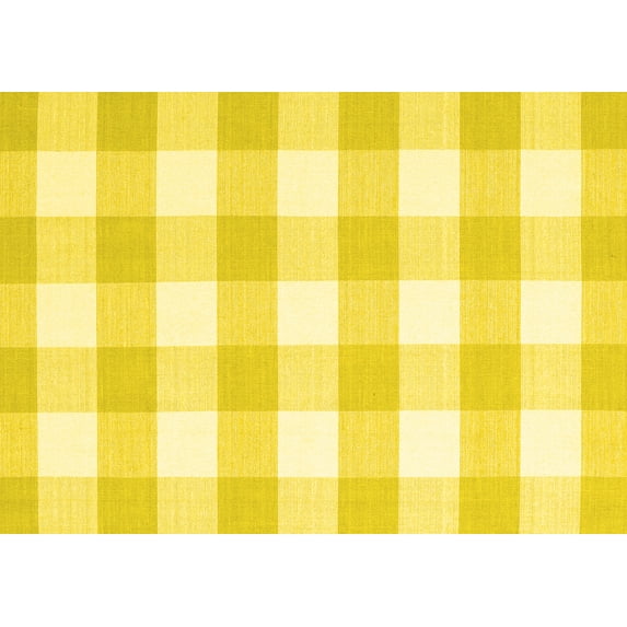 Ahgly Company Machine Washable Indoor Rectangle Checkered Yellow Modern Area Rugs, 7' x 9'