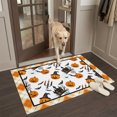 thumbnail image 2 of Entryway Rug 2'x3', Orange Pumpkins Halloween Kitchen Runner Rugs Non-Slip Carpet Mats, Black Castle Orange Plaid Bedside Rugs Runners Washable Floor Carpet for Bathroom Laundry Room, 2 of 8