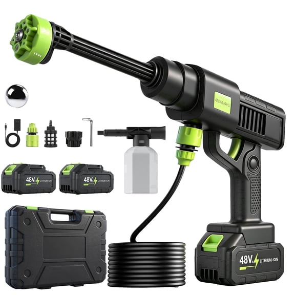 MQHUAYU Cordless Pressure Washer Battery Powered; 1000PSI 3.5 GPM Portable Cordless Power Washer with 6-in-1 Nozzle, Foam Cannon, 48V Battery&Charger; Handheld Battery Pressure Washer